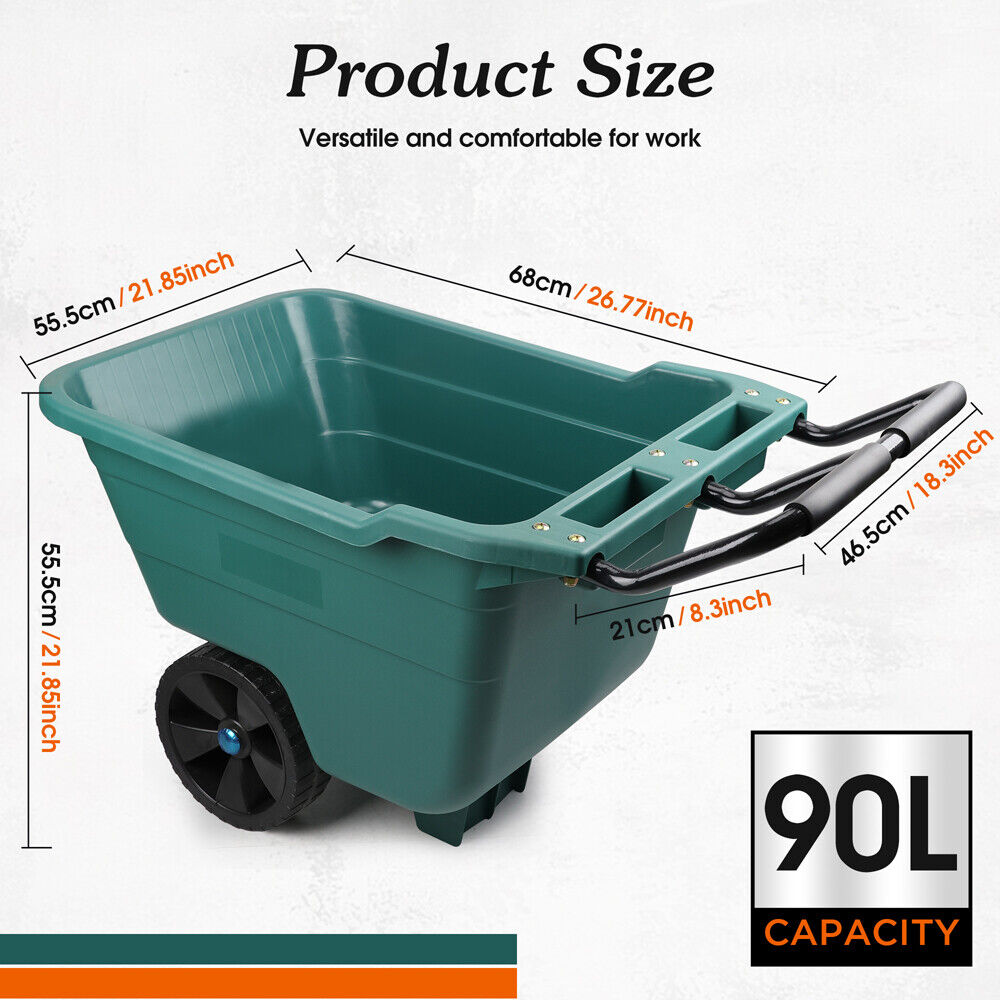 HORUSDY 90L Multi-Purpose Garden Cart Lawn Wheelbarrow Trailer Wagon Outdoor-Tools > Other Tools > Hand Tools-PEROZ Accessories