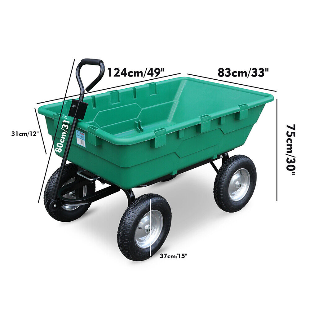 SEDY 225L Poly Pull Dump Cart Garden Hand Trailer Wagon Lawn Wheelbarrow-Tools > Other Tools > Hand Tools-PEROZ Accessories