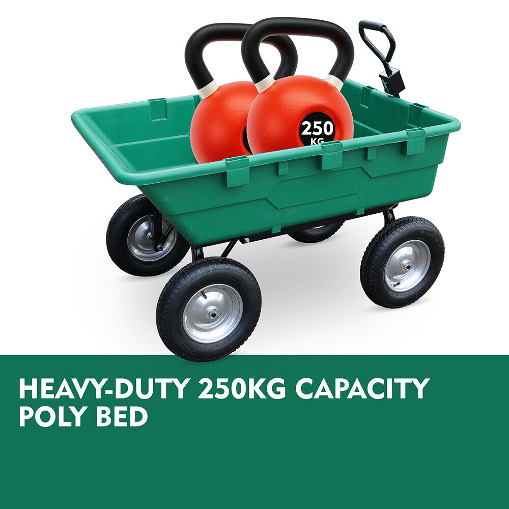 SEDY 225L Poly Pull Dump Cart Garden Hand Trailer Wagon Lawn Wheelbarrow-Tools > Other Tools > Hand Tools-PEROZ Accessories