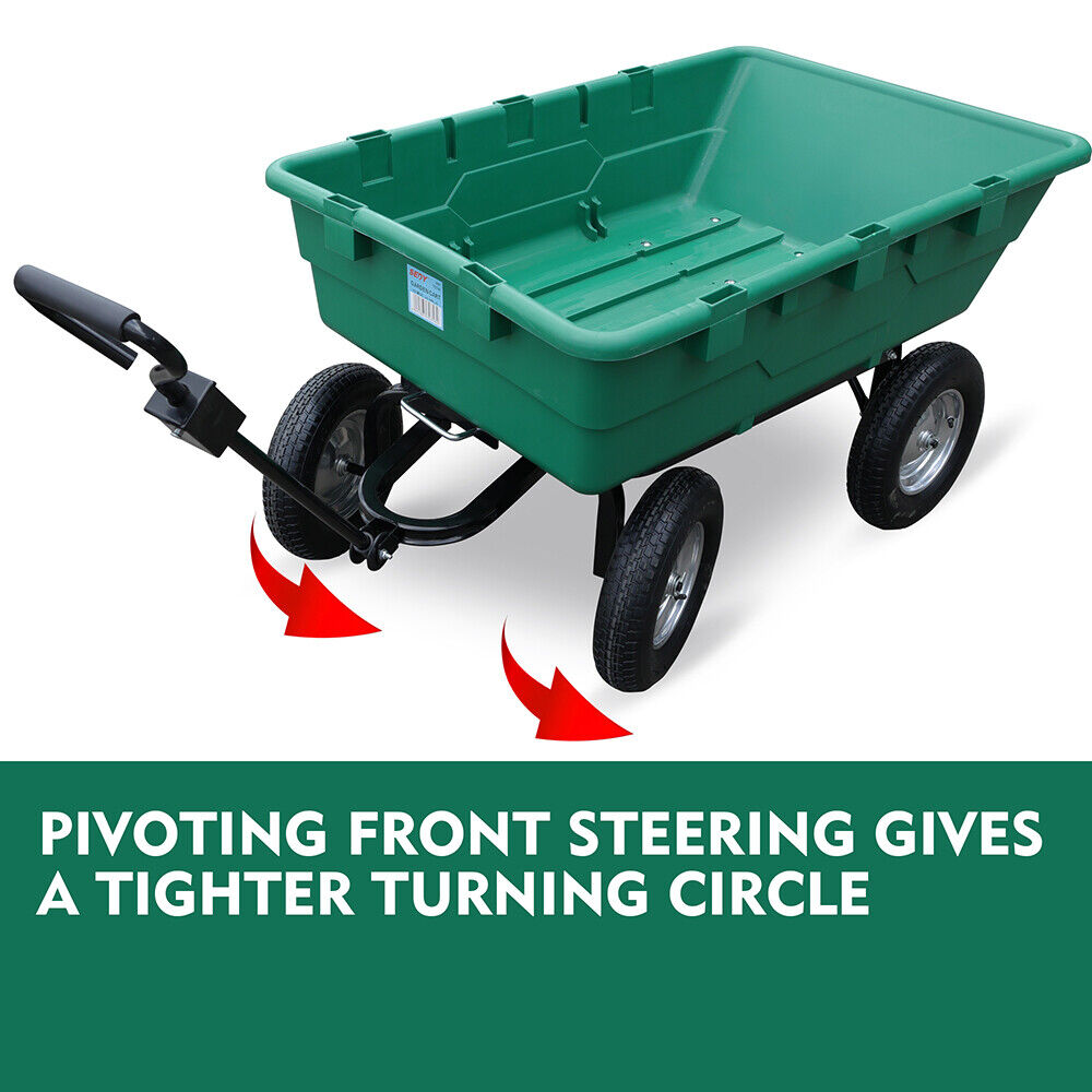 SEDY 225L Poly Pull Dump Cart Garden Hand Trailer Wagon Lawn Wheelbarrow-Tools > Other Tools > Hand Tools-PEROZ Accessories