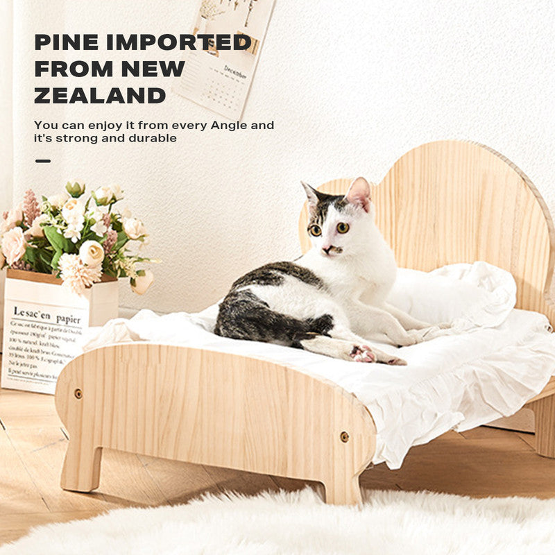 Cat Dog Wooden Bed Pet Sofa for Small Pet Wood Frame Beds With Bedding-Pet Care > Dog Supplies > Dog Beds-PEROZ Accessories