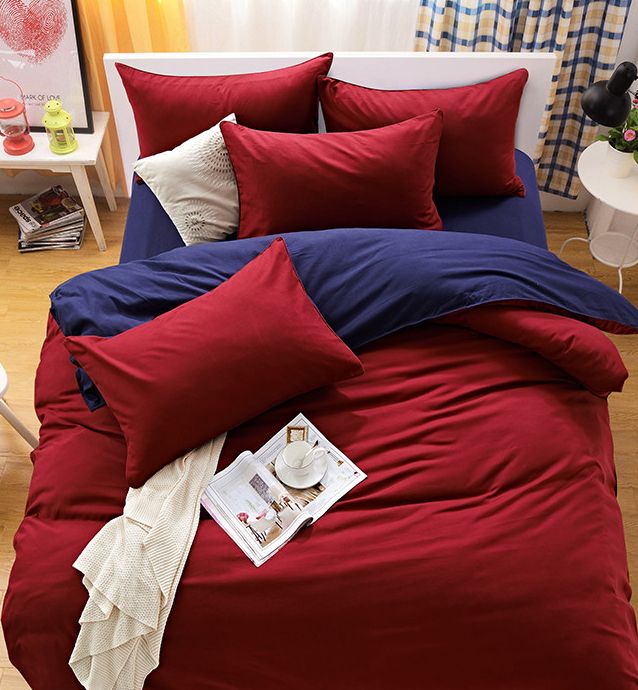 1000TC Reversible King Size Blue and Red Duvet Quilt Cover Set-Home & Garden > Bedding-PEROZ Accessories
