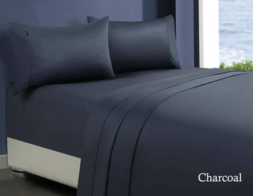 1000tc egyptian cotton sheet set 1 double charcoal-Home & Garden > Bedding > Bed Sheets-PEROZ Accessories