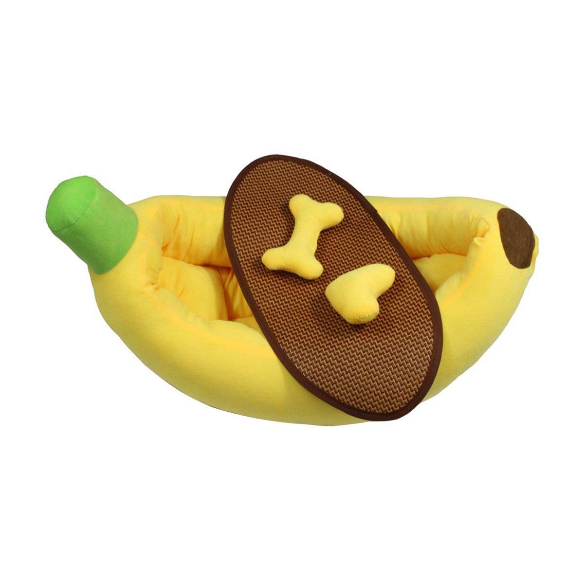 Cute Banana Shape Pet Bed Winter Warm Dog Cat Kennel Cozy Pet Cartoon Bed Mat - S-Pet Care > Dog Supplies > Dog Beds-PEROZ Accessories