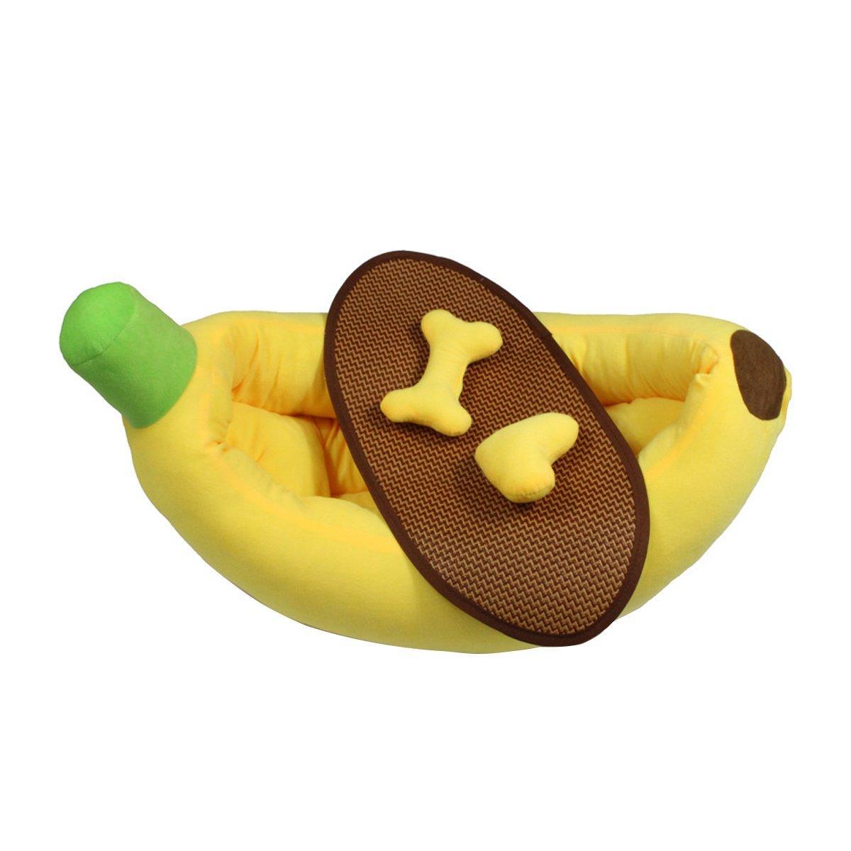 Cute Banana Shape Pet Bed Winter Warm Dog Cat Kennel Cozy Pet Cartoon Bed Mat - S-Pet Care > Dog Supplies > Dog Beds-PEROZ Accessories