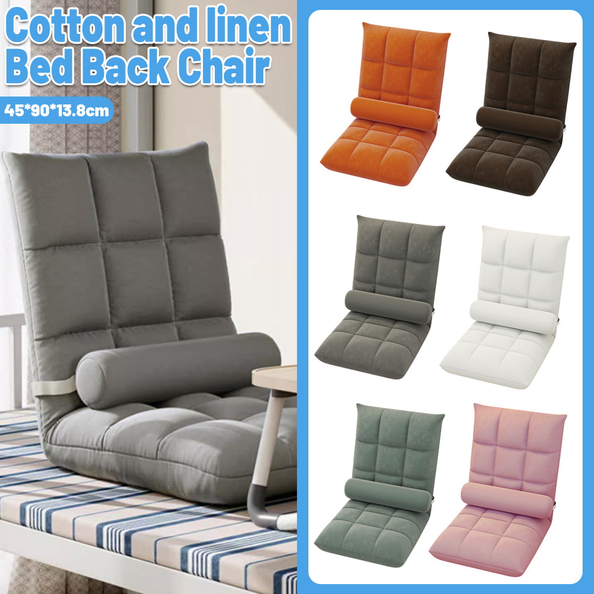 Artiss Floor Lounge Sofa Bed Chair with Lumbar Pillow Folding Adjustable Cushion - Cyan-Furniture > Sofas > Sofas & Sofa Beds-PEROZ Accessories