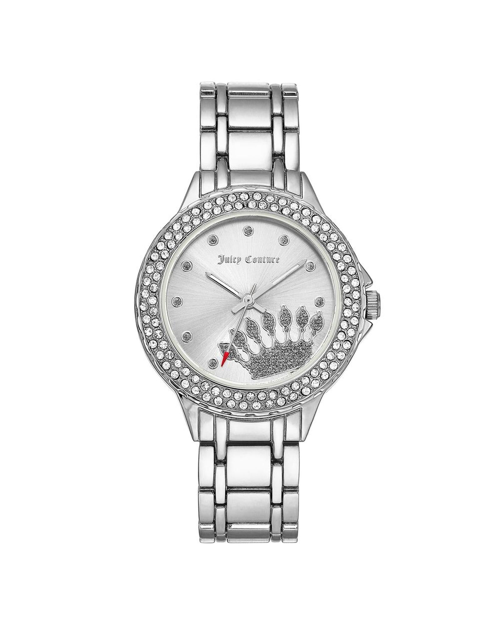 Silver Metal Fashion Watch with Rhine Stone Facing One Size Women-Quartz Watches-PEROZ Accessories