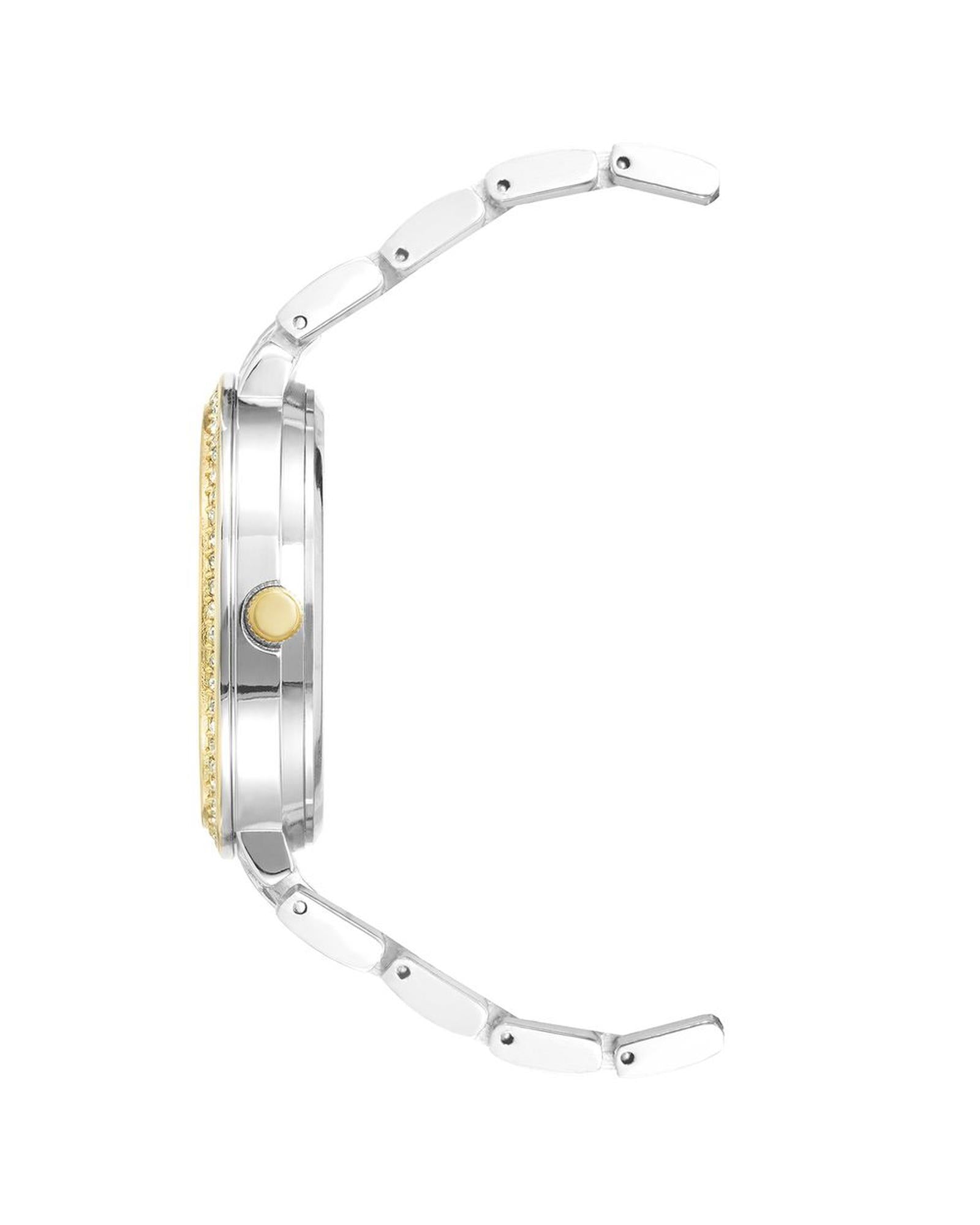 Silver Analog Fashion Watch with Rhinestone Facing One Size Women-Quartz Watches-PEROZ Accessories