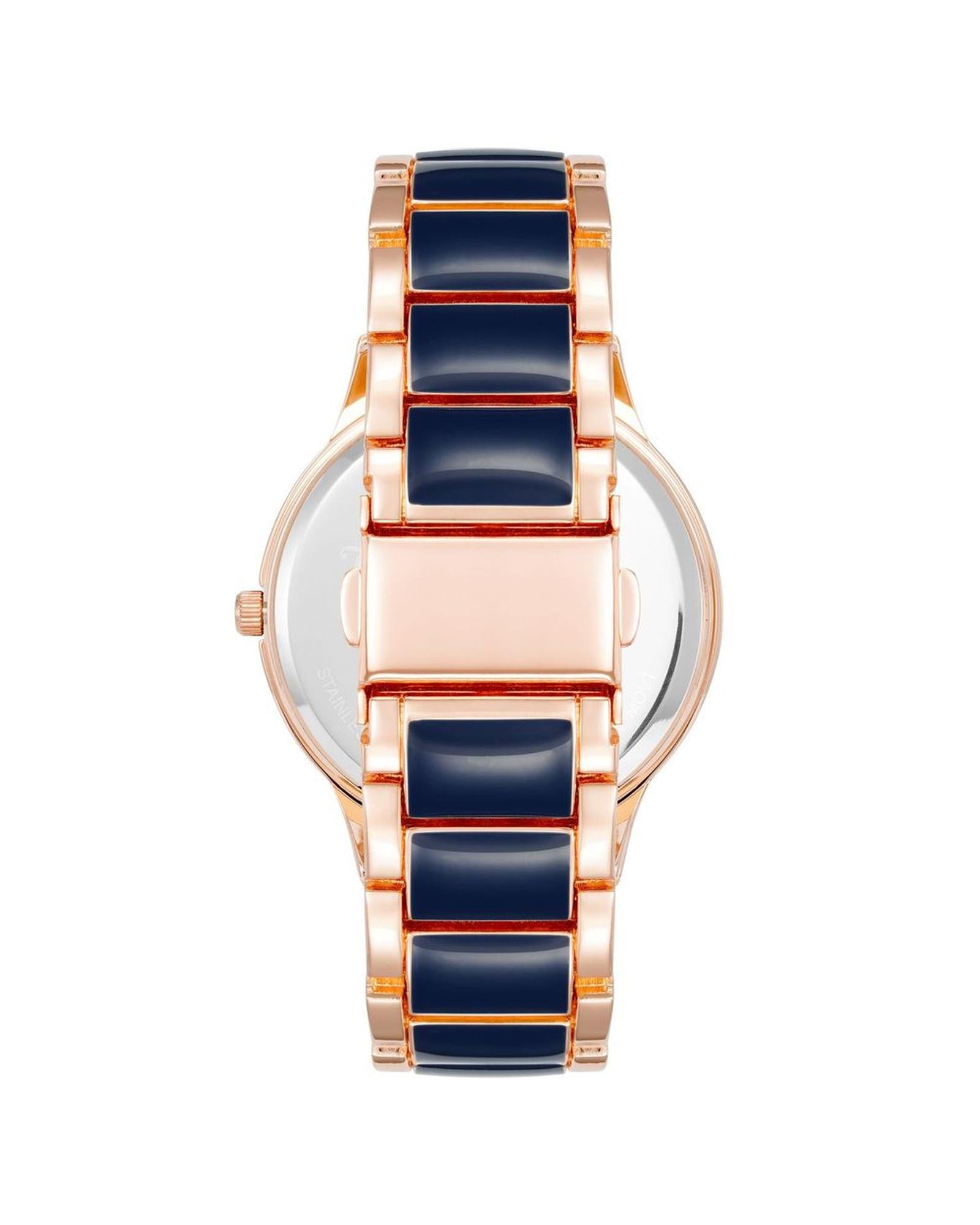 Rose Gold Analog Fashion Watch with Rhinestone Detail One Size Women-Quartz Watches-PEROZ Accessories