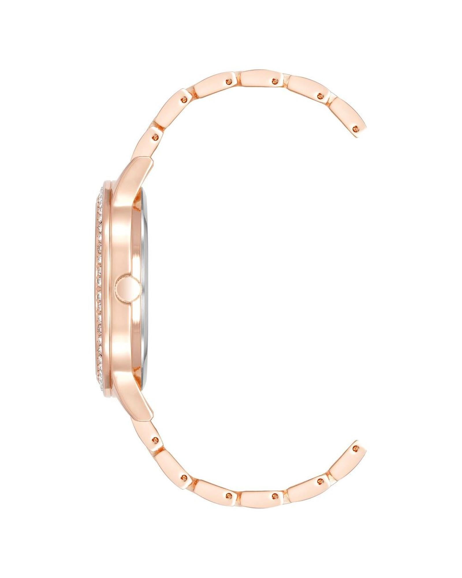 Rose Gold Analog Fashion Watch with Rhine Stone Detail One Size Women-Quartz Watches-PEROZ Accessories
