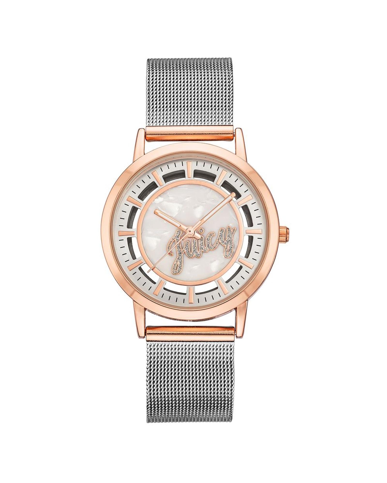 Rose Gold Bangle Watch with Rhinestone Detail One Size Women-Quartz Watches-PEROZ Accessories