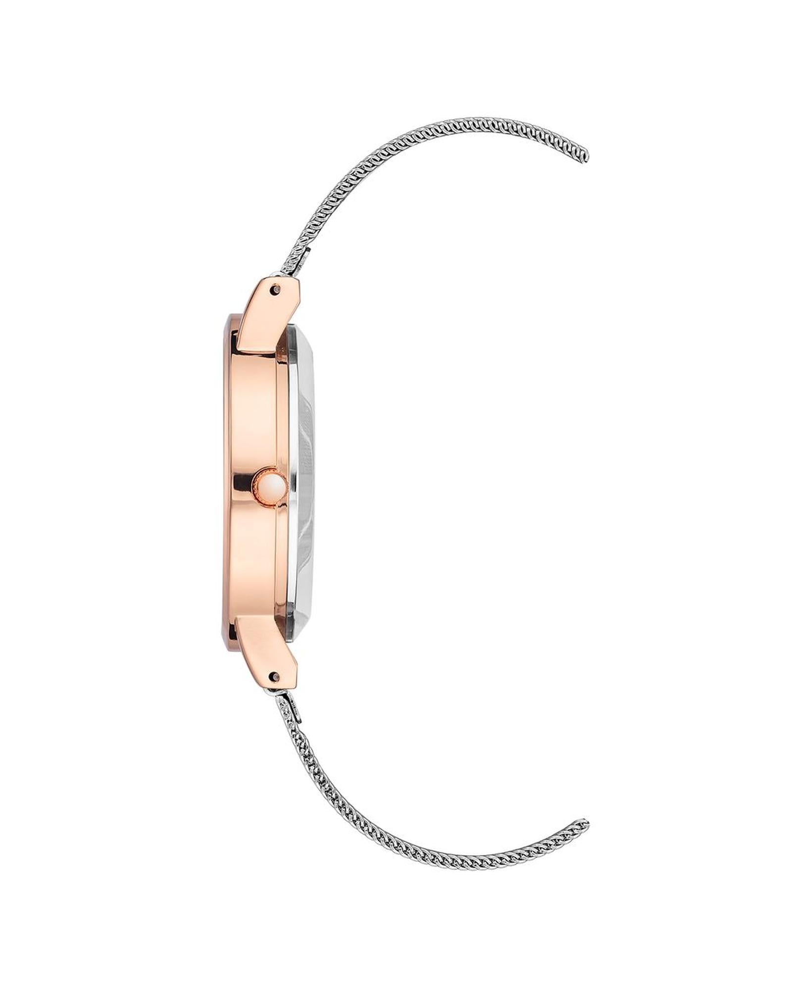 Rose Gold Bangle Watch with Rhinestone Detail One Size Women-Quartz Watches-PEROZ Accessories