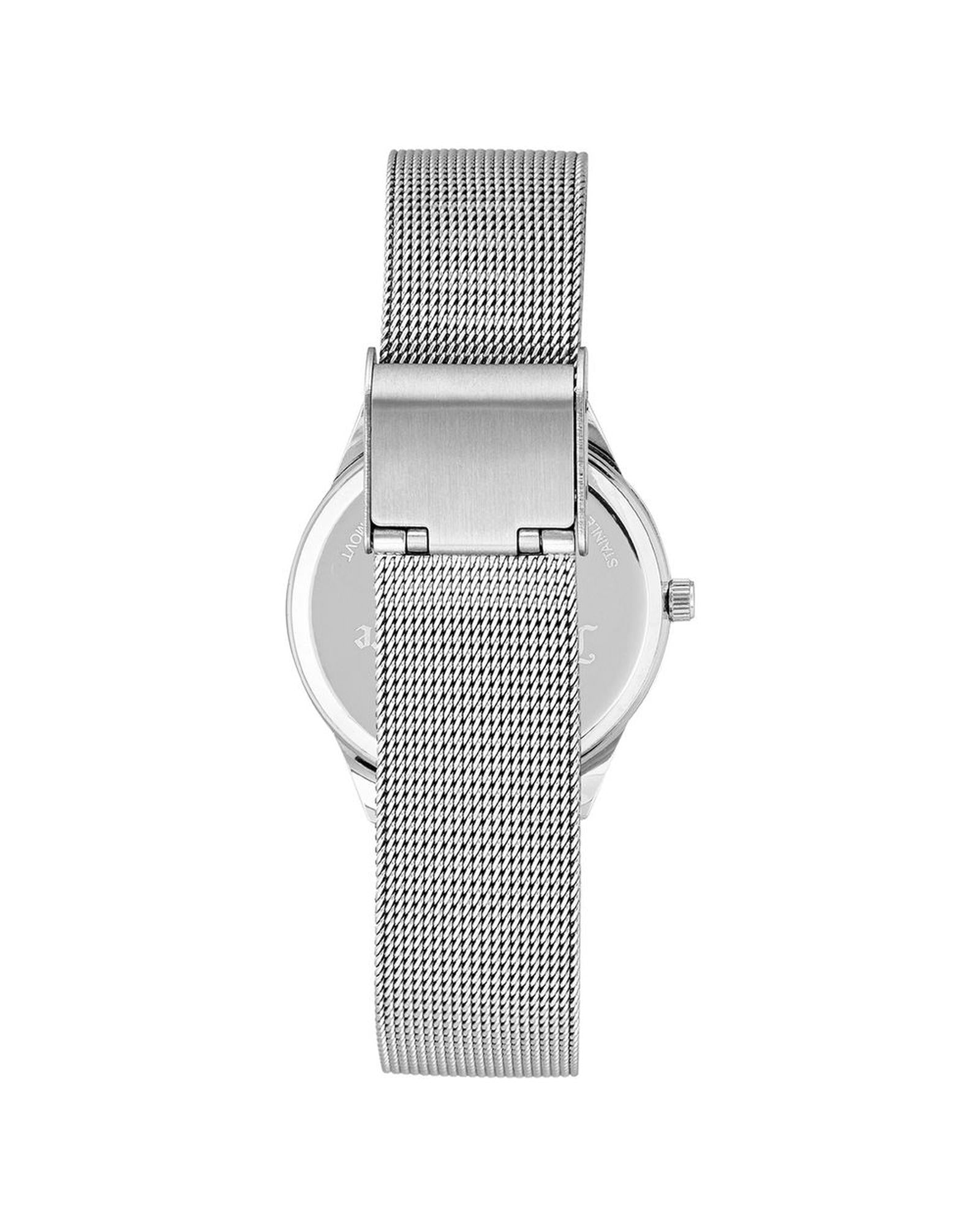 Silver Stainless Steel Mesh Fashion Watch One Size Women-Quartz Watches-PEROZ Accessories