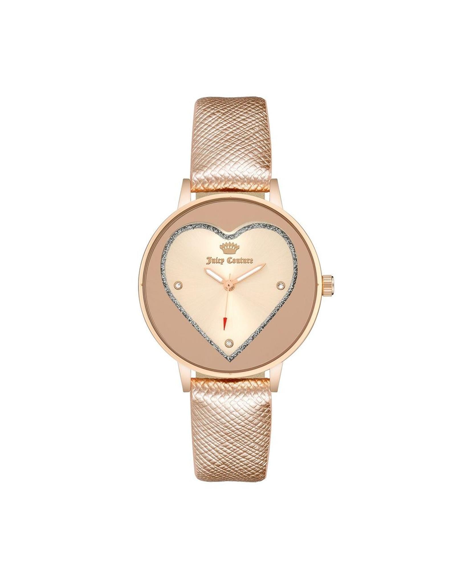 Rose Gold Rhinestone Fashion Analog Watch with Leatherette Strap One Size Women-Quartz Watches-PEROZ Accessories