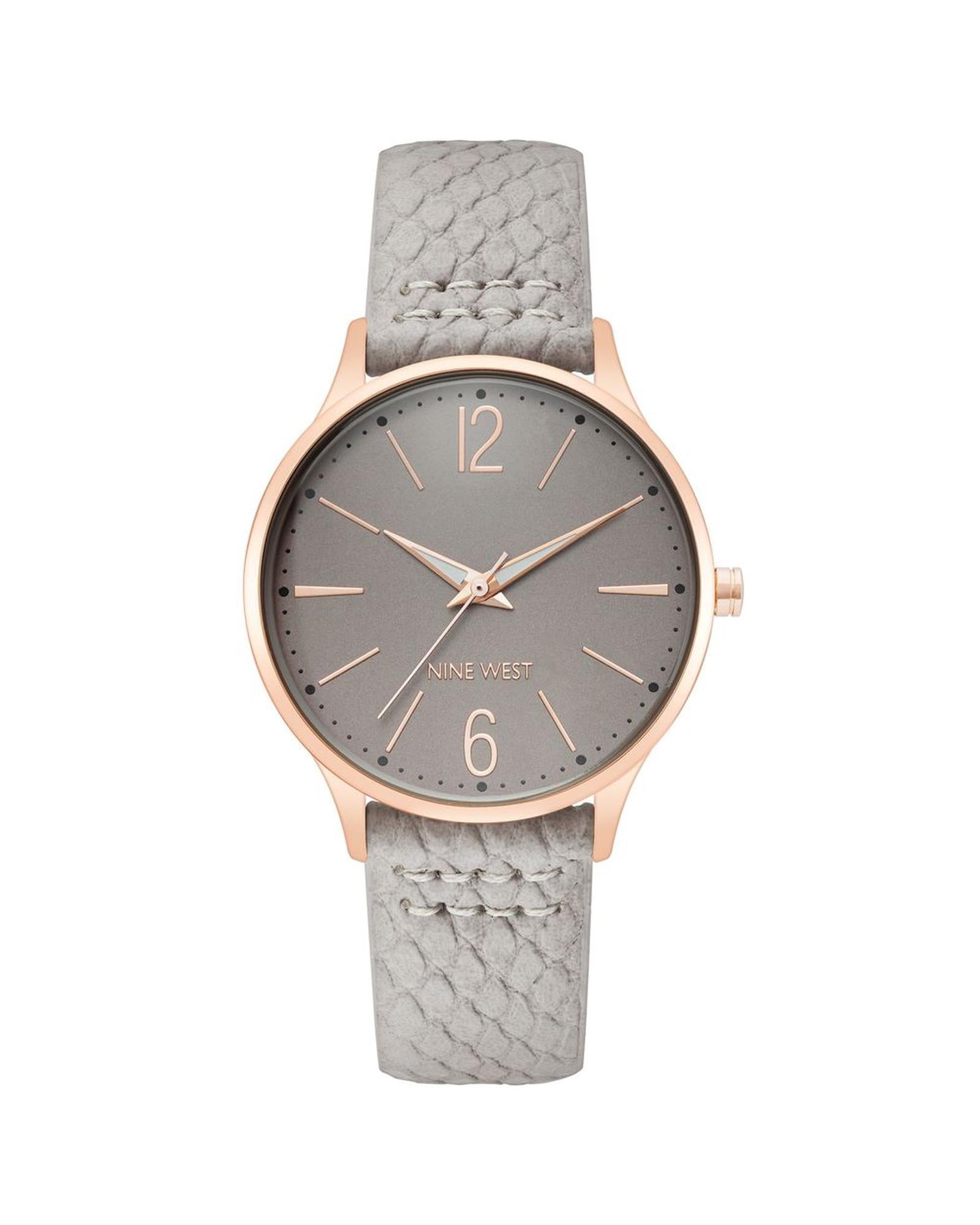 Rose Gold Analog Fashion Watch with Grey Leatherette Strap One Size Women-Quartz Watches-PEROZ Accessories