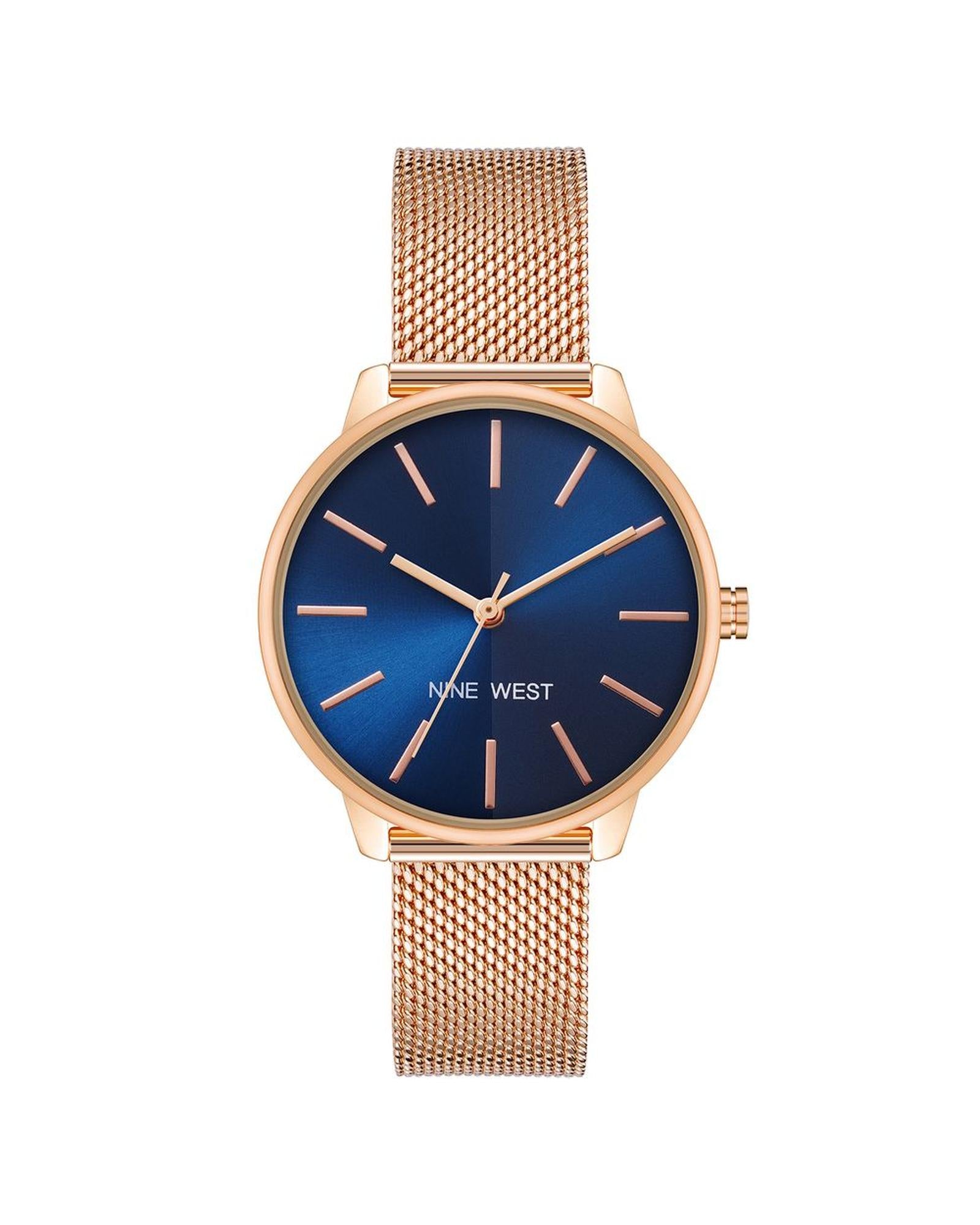 Rose Gold Stainless Steel Mesh Bangle Watch One Size Women-Quartz Watches-PEROZ Accessories