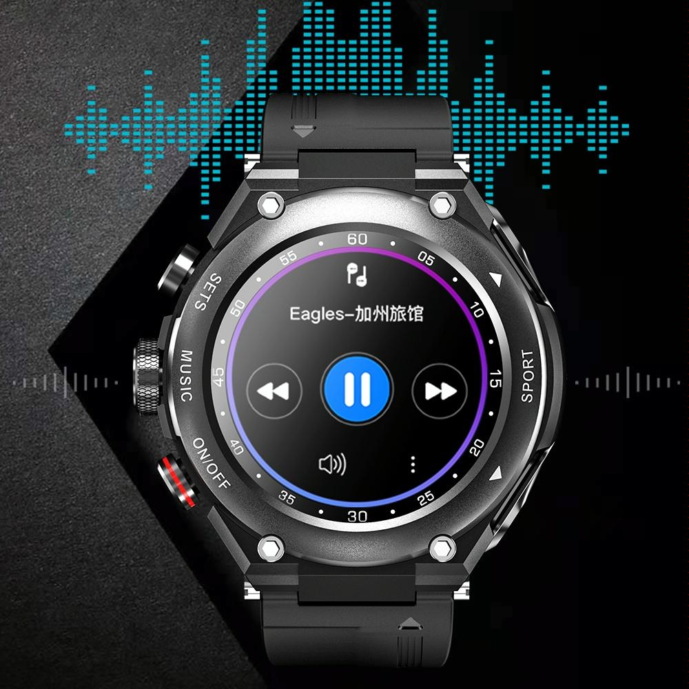 1.28 Inch Ips Touch Screen 2 In 1 Bluetooth Headset Smart Watch Support Heart Rate Monitoring / Bluetooth Music - Black