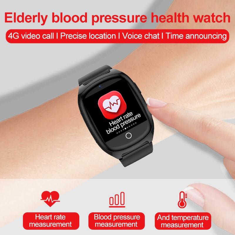 1.54 Inch Ips Screen Smart Watch Support Tracking And Positioning & 4G Video Call Body Temperature Measurement Black