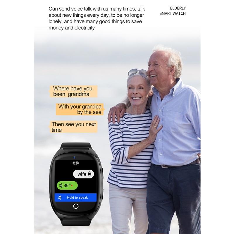 1.54 Inch Ips Screen Smart Watch Support Tracking And Positioning & 4G Video Call Body Temperature Measurement Black