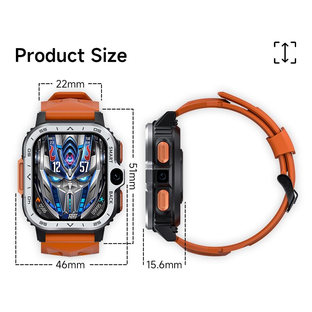 2.02 Inch Android 8.1 Full Network Wifi Card Bluetooth Smart Watch - Silver-Smart Watches-PEROZ Accessories