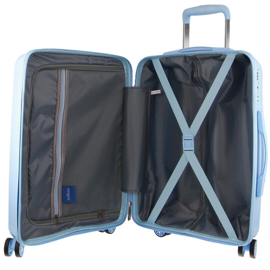 Pierre Cardin Inspired Milleni Hardshell 3-Piece Luggage Bag Set Travel Suitcase - Blue-Home & Garden > Travel-PEROZ Accessories