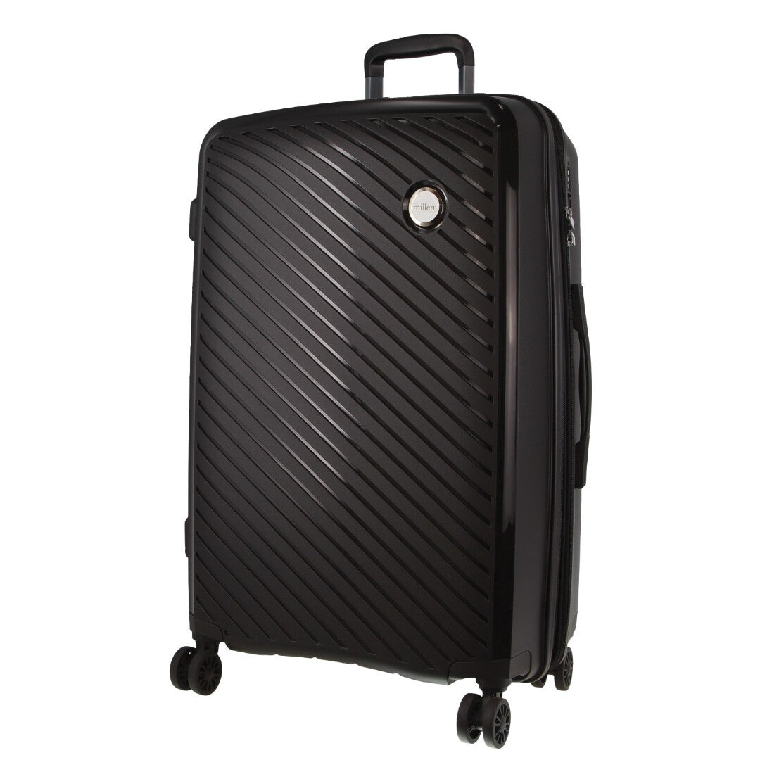 Pierre Cardin Inspired Milleni Checked Luggage Bag Travel Carry On Suitcase 75cm (124L) - Black-Home & Garden > Travel-PEROZ Accessories
