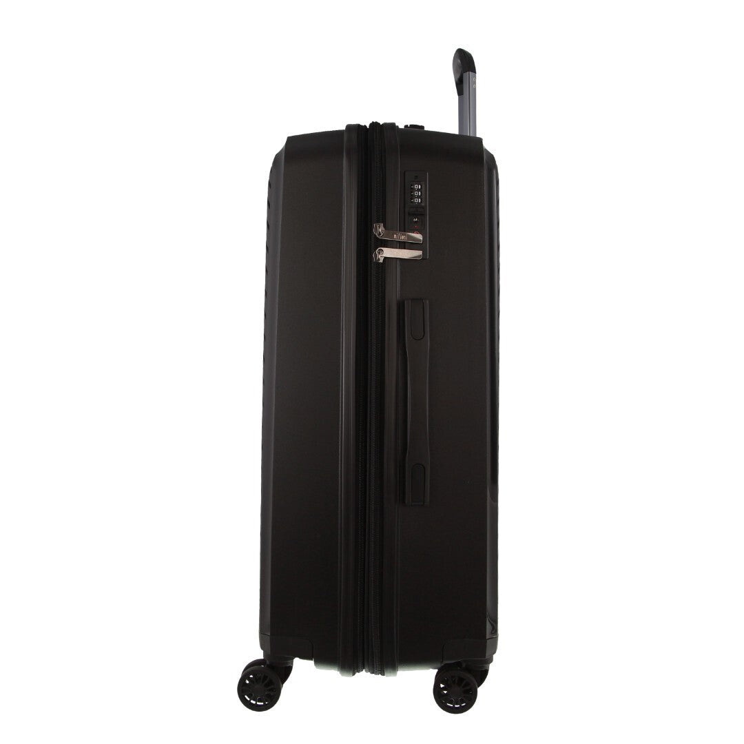 Pierre Cardin Inspired Milleni Checked Luggage Bag Travel Carry On Suitcase 75cm (124L) - Black-Home & Garden > Travel-PEROZ Accessories