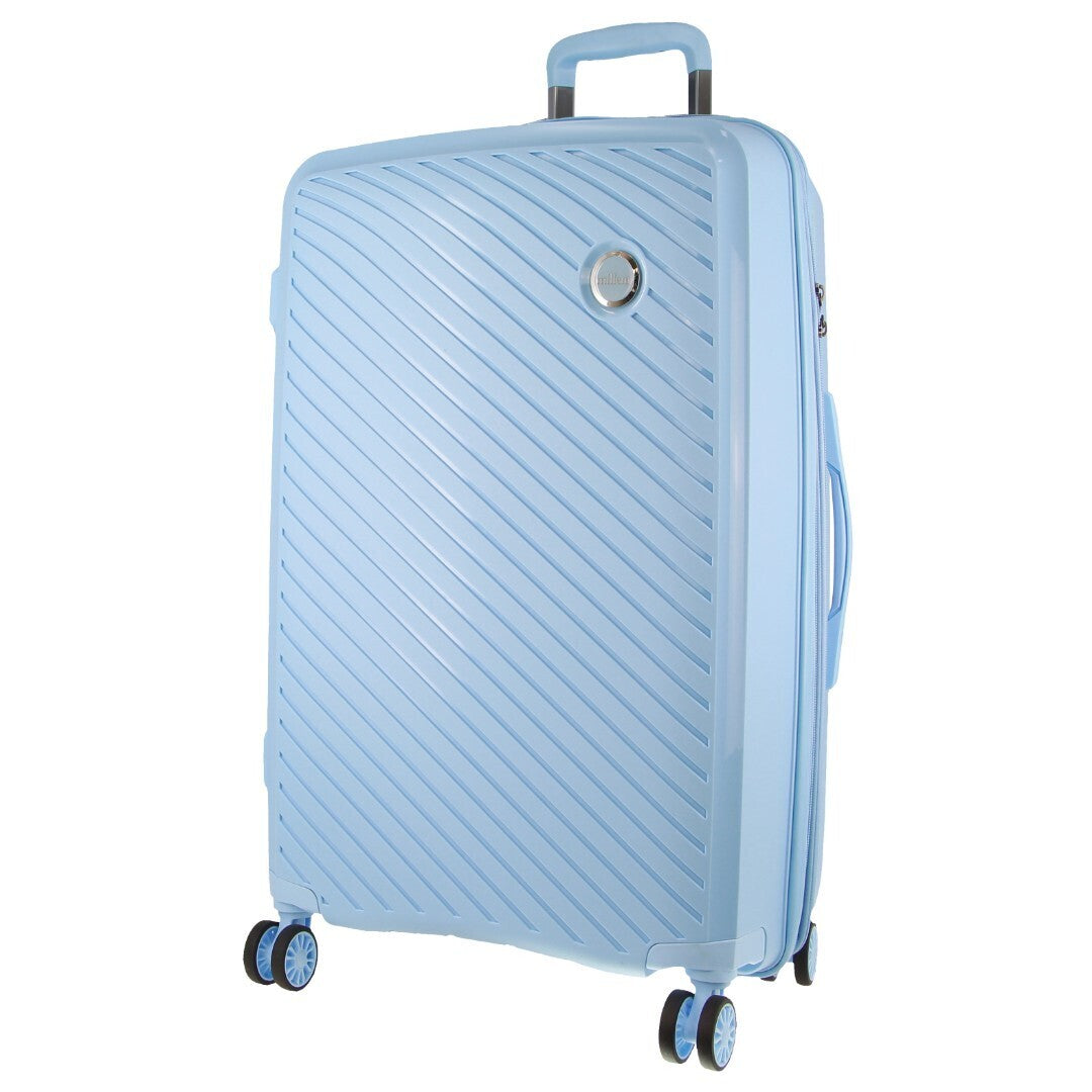 Pierre Cardin Inspired Milleni Checked Luggage Bag Travel Carry On Suitcase 75cm (124L) - Blue-Home & Garden > Travel-PEROZ Accessories
