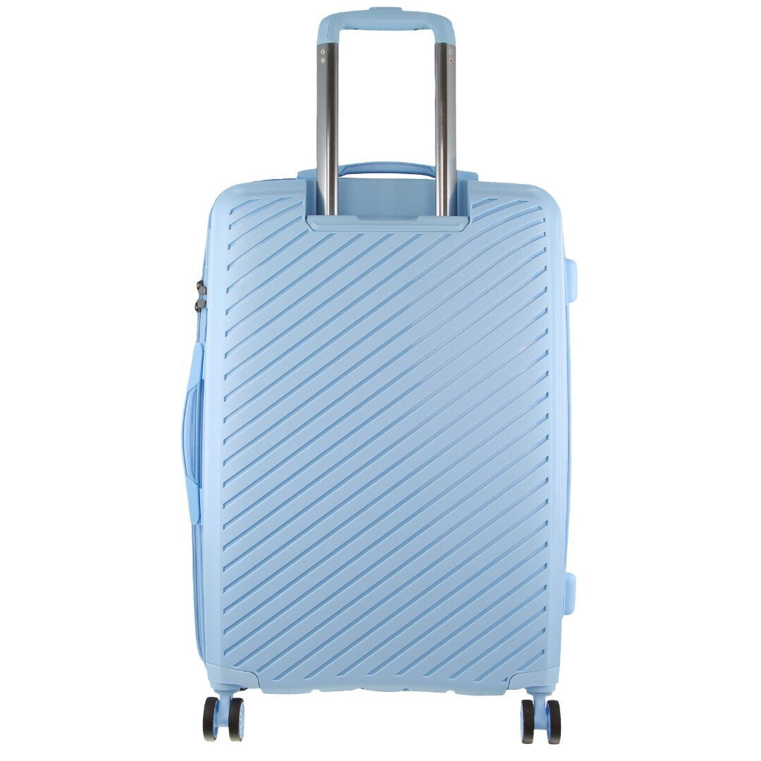 Pierre Cardin Inspired Milleni Checked Luggage Bag Travel Carry On Suitcase 75cm (124L) - Blue-Home & Garden > Travel-PEROZ Accessories