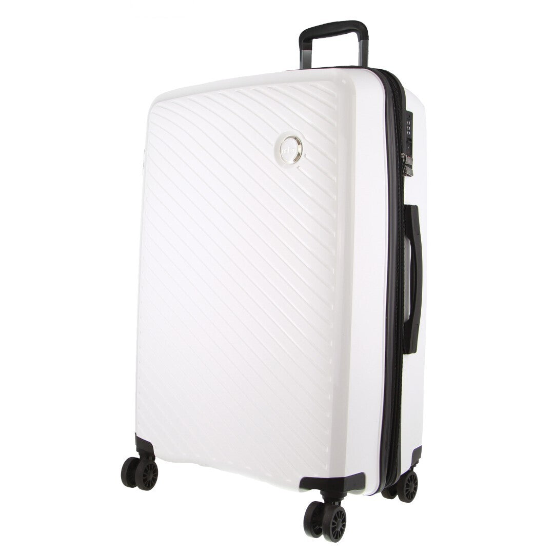 Pierre Cardin Inspired Milleni Checked Luggage Bag Travel Carry On Suitcase 75cm (124L) - White-Home & Garden > Travel-PEROZ Accessories