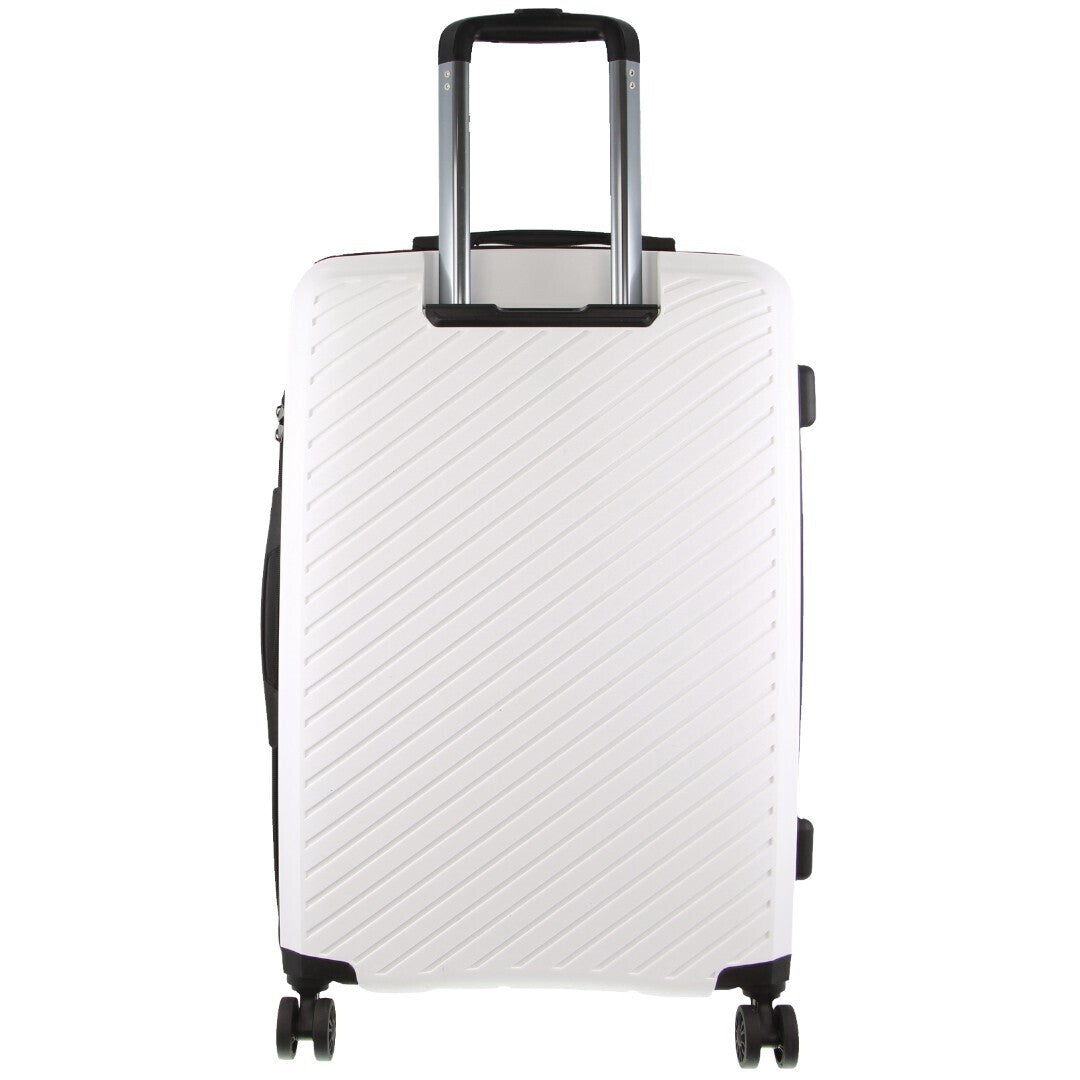 Pierre Cardin Inspired Milleni Checked Luggage Bag Travel Carry On Suitcase 75cm (124L) - White-Home & Garden > Travel-PEROZ Accessories