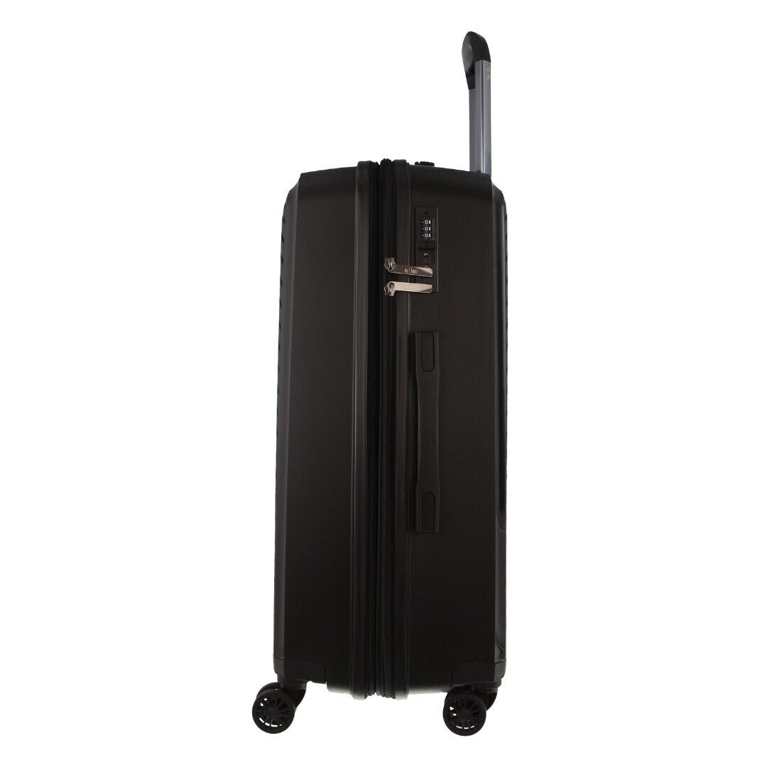 Pierre Cardin Inspired Milleni Checked Luggage Bag Travel Carry On Suitcase 65cm (82.5L) - Black-Home & Garden > Travel-PEROZ Accessories