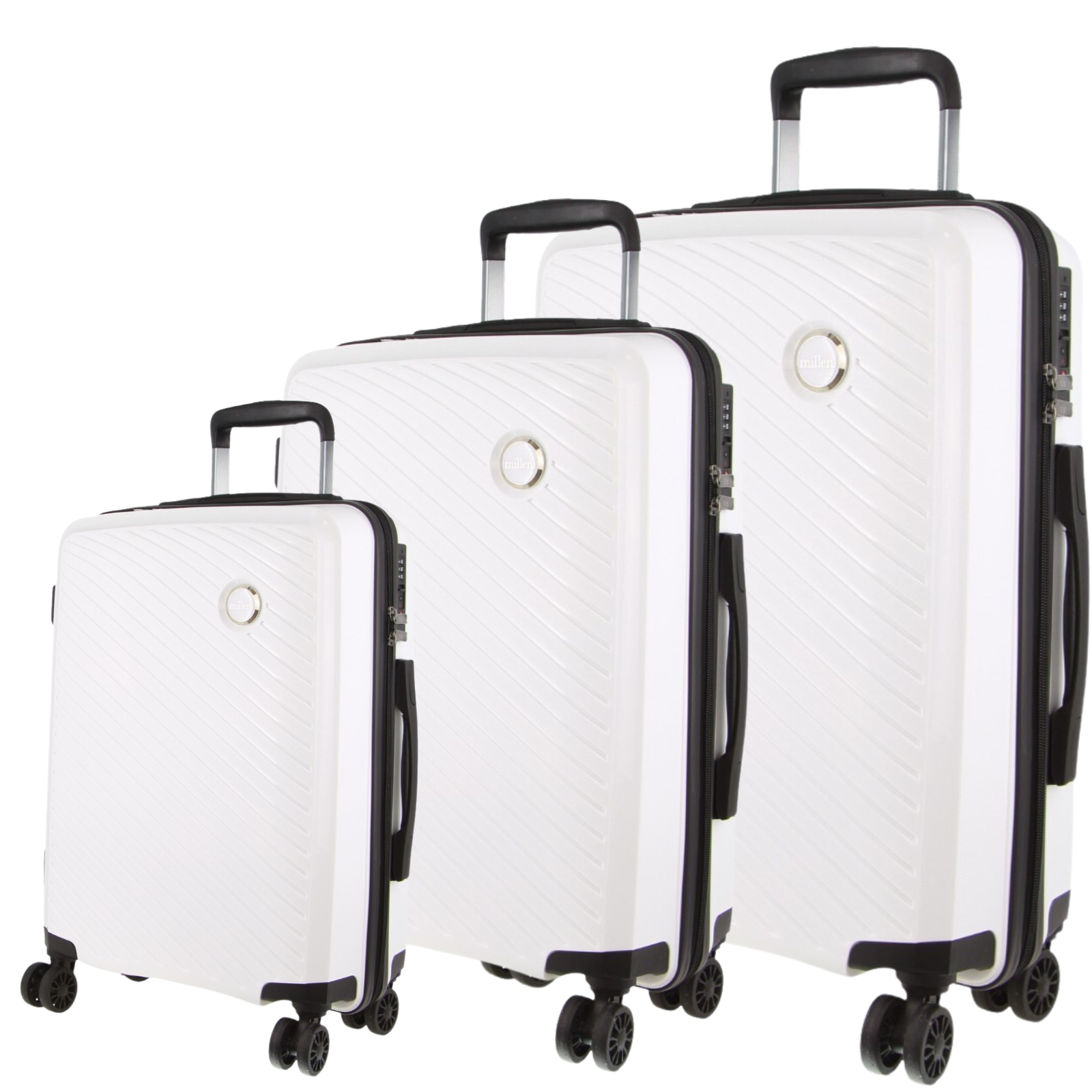 Pierre Cardin Inspired Milleni Hardshell 3-Piece Luggage Bag Set Travel Suitcase - White-Home & Garden > Travel-PEROZ Accessories