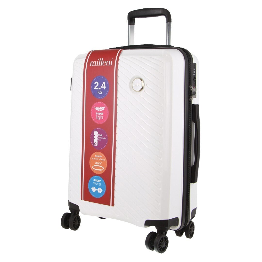 Pierre Cardin Inspired Milleni Hardshell 3-Piece Luggage Bag Set Travel Suitcase - White-Home & Garden > Travel-PEROZ Accessories