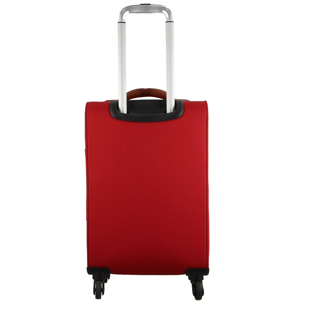 Pierre Cardin 40L Cabin Soft-Shell Suitcase Travel Luggage Bag 4-Wheel Case - Red-Home & Garden > Travel > Suitcases-PEROZ Accessories