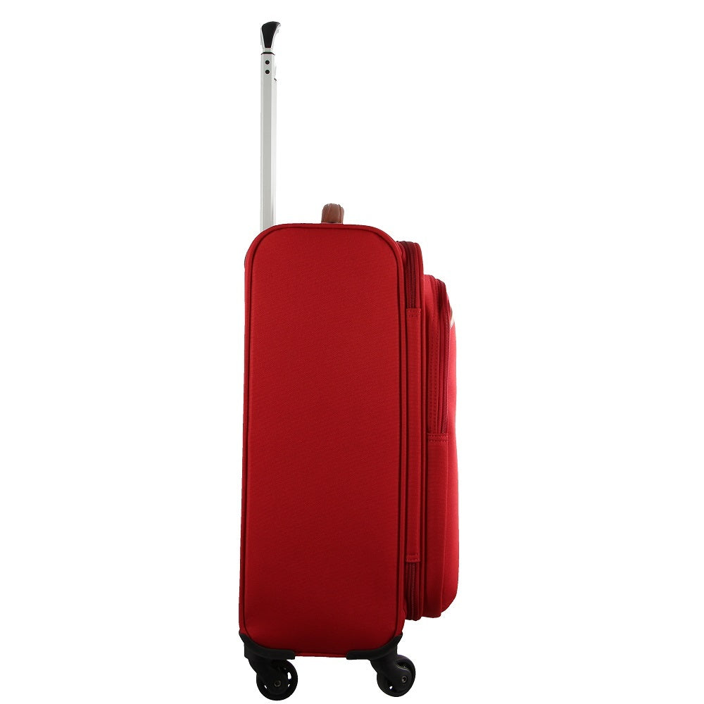 Pierre Cardin 40L Cabin Soft-Shell Suitcase Travel Luggage Bag 4-Wheel Case - Red-Home & Garden > Travel > Suitcases-PEROZ Accessories