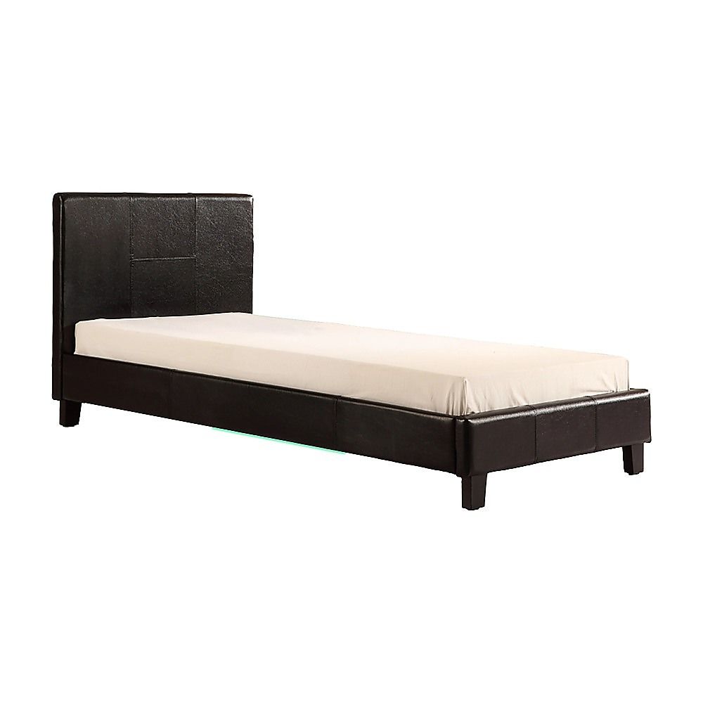 Single PU Leather Bed Frame Black-Furniture > Bedroom-PEROZ Accessories