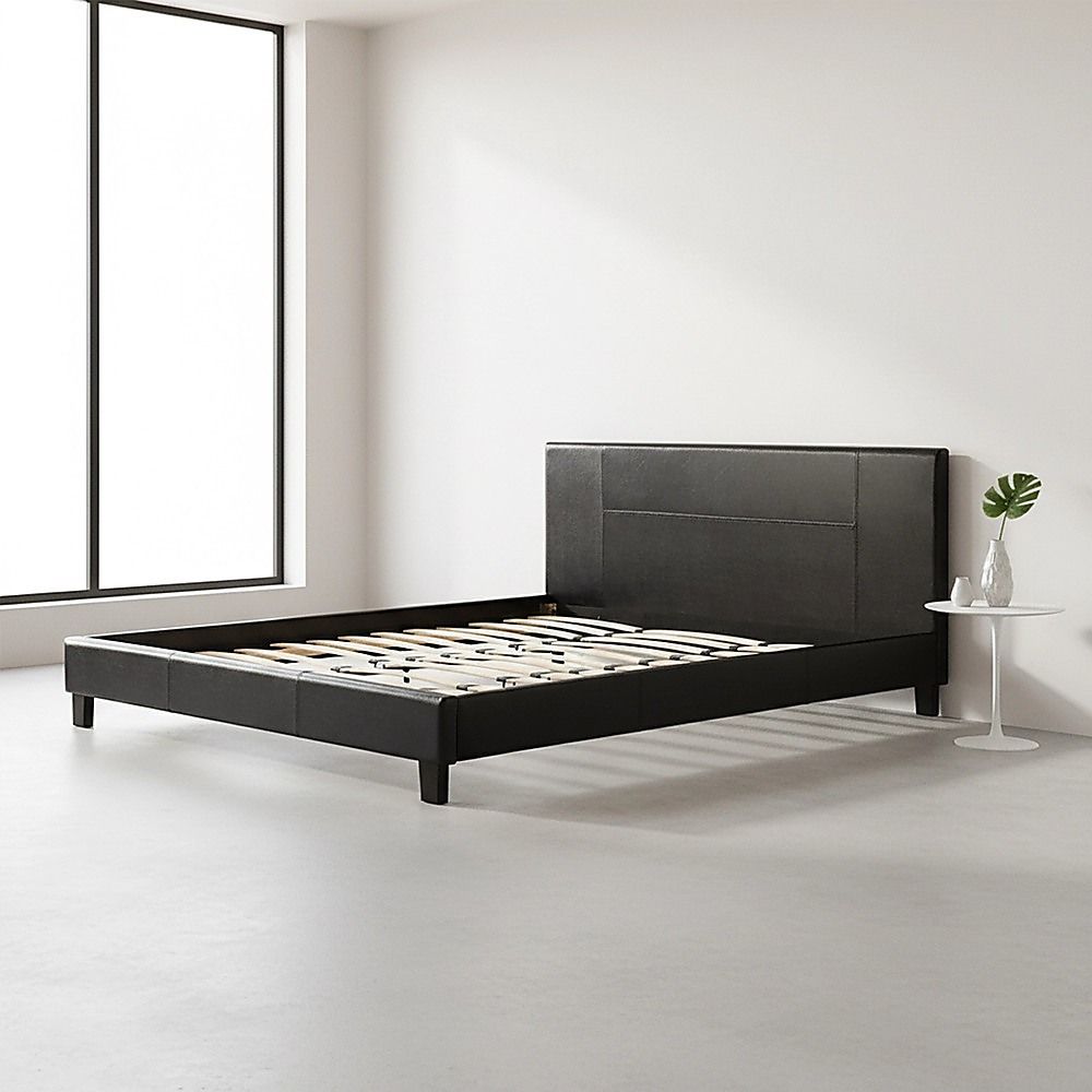 King PU Leather Bed Frame Black-Furniture > Bedroom-PEROZ Accessories