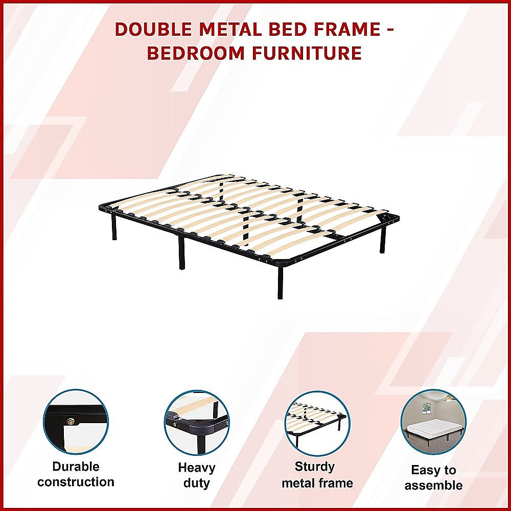 Double Metal Bed Frame - Bedroom Furniture-Furniture > Bedroom > Beds & Bed Frames-PEROZ Accessories
