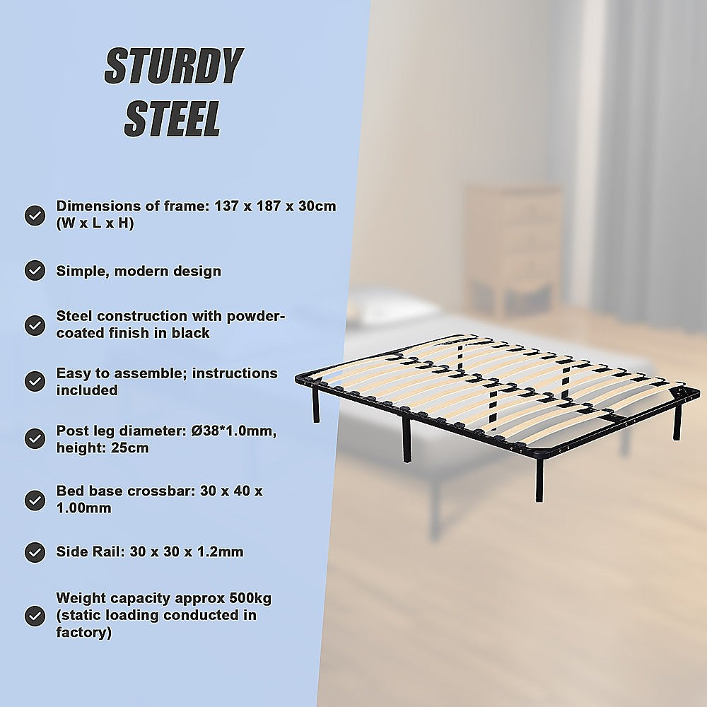 Double Metal Bed Frame - Bedroom Furniture-Furniture > Bedroom > Beds & Bed Frames-PEROZ Accessories