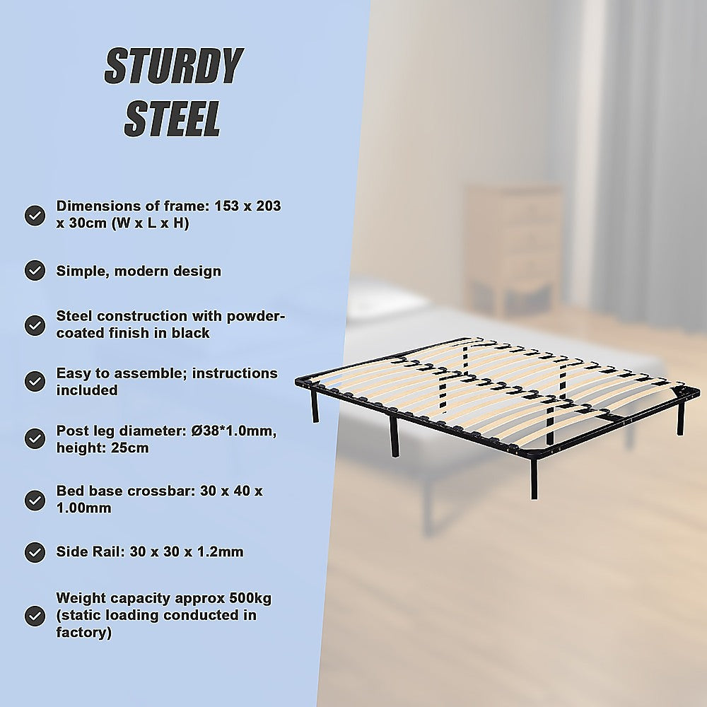 Queen Metal Bed Frame - Bedroom Furniture-Furniture > Bedroom > Beds & Bed Frames-PEROZ Accessories