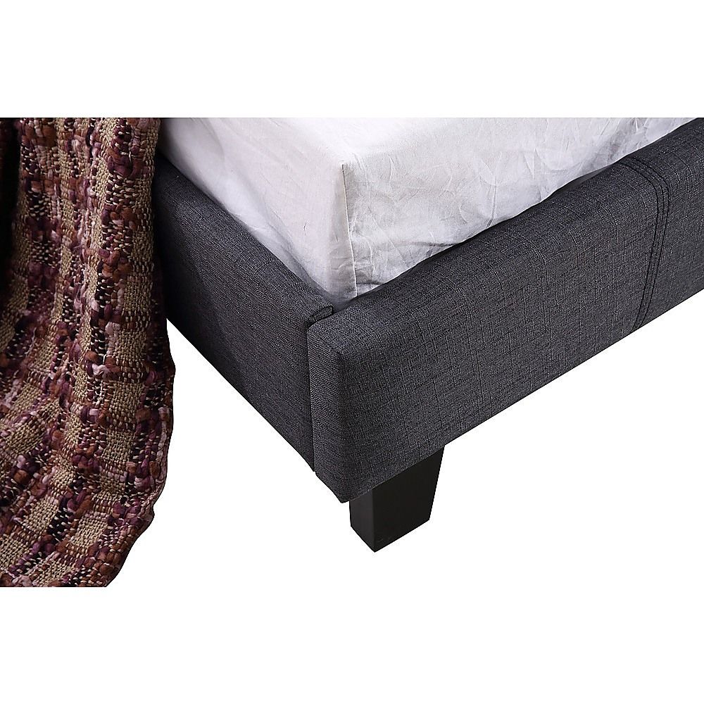 Single Linen Fabric Bed Frame Grey-Bed Frames-PEROZ Accessories