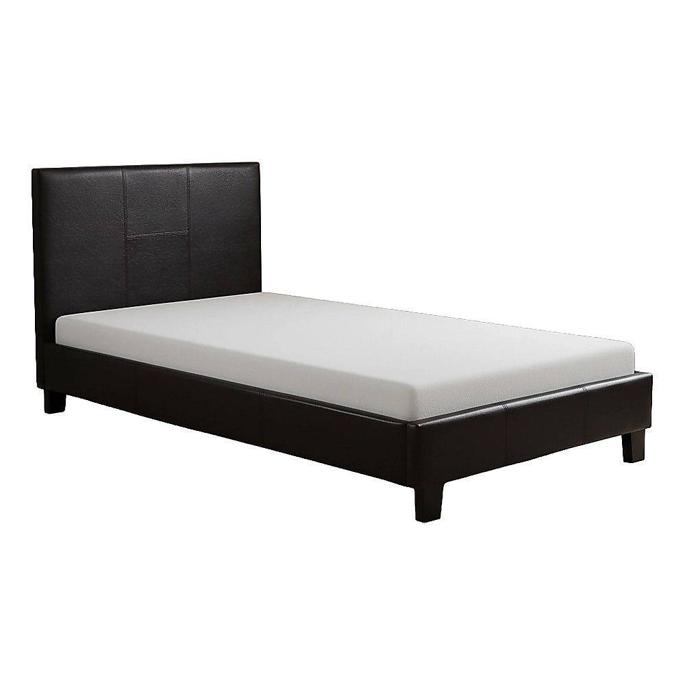 Single PU Leather Bed Frame Brown-Furniture > Bedroom-PEROZ Accessories