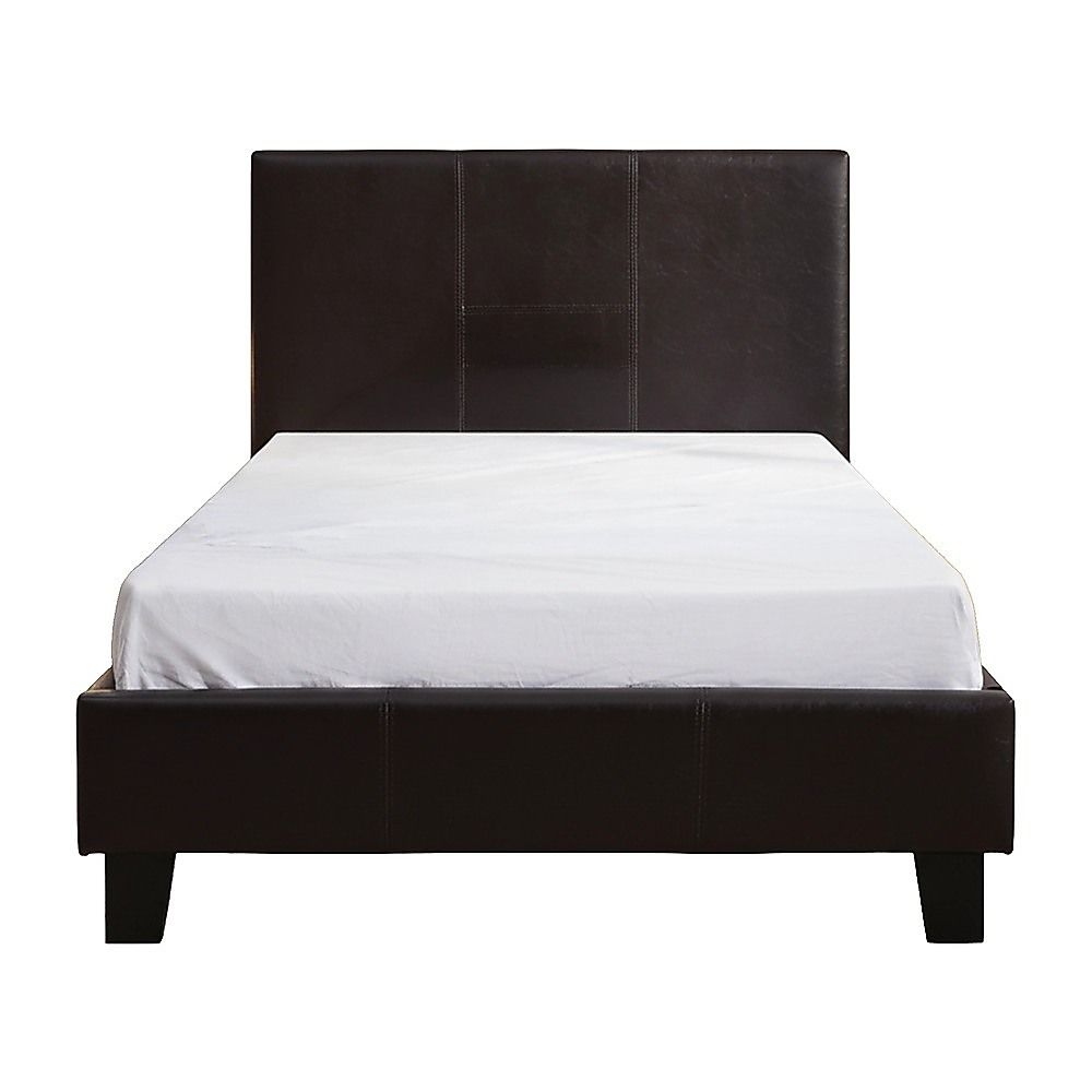 Single PU Leather Bed Frame Brown-Furniture > Bedroom-PEROZ Accessories