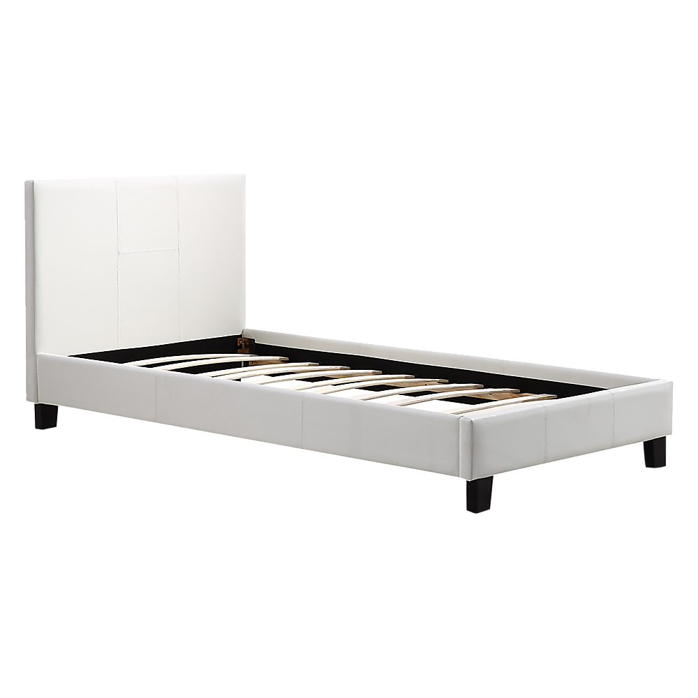 Single PU Leather Bed Frame White-Bed Frames-PEROZ Accessories