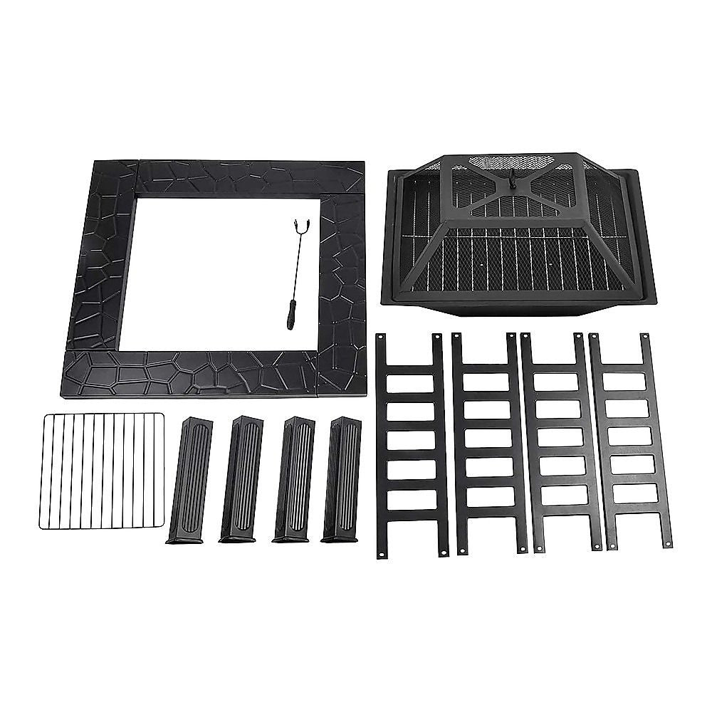 18" Square Metal Fire Pit Outdoor Heater-Fire Pits-PEROZ Accessories