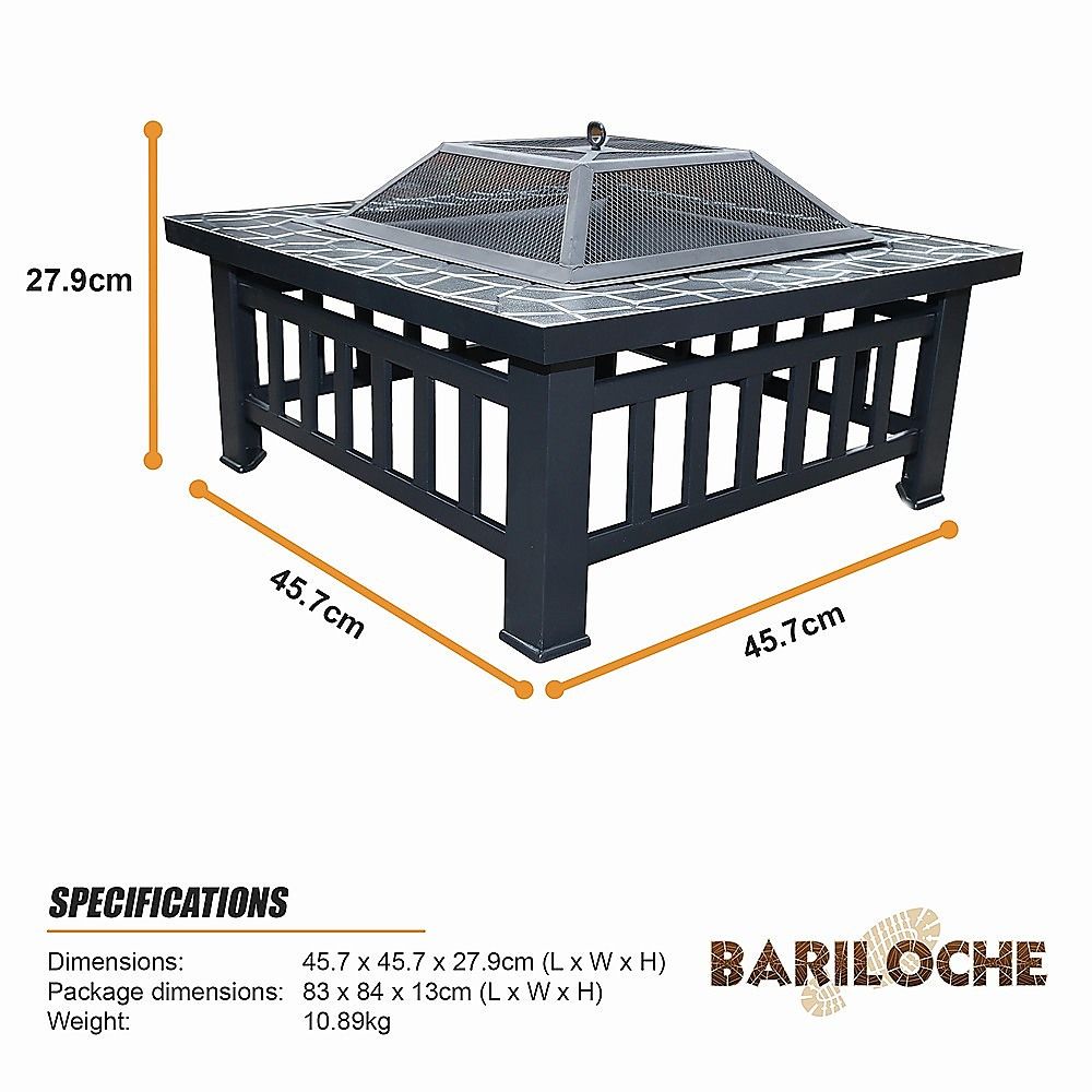 18" Square Metal Fire Pit Outdoor Heater-Fire Pits-PEROZ Accessories