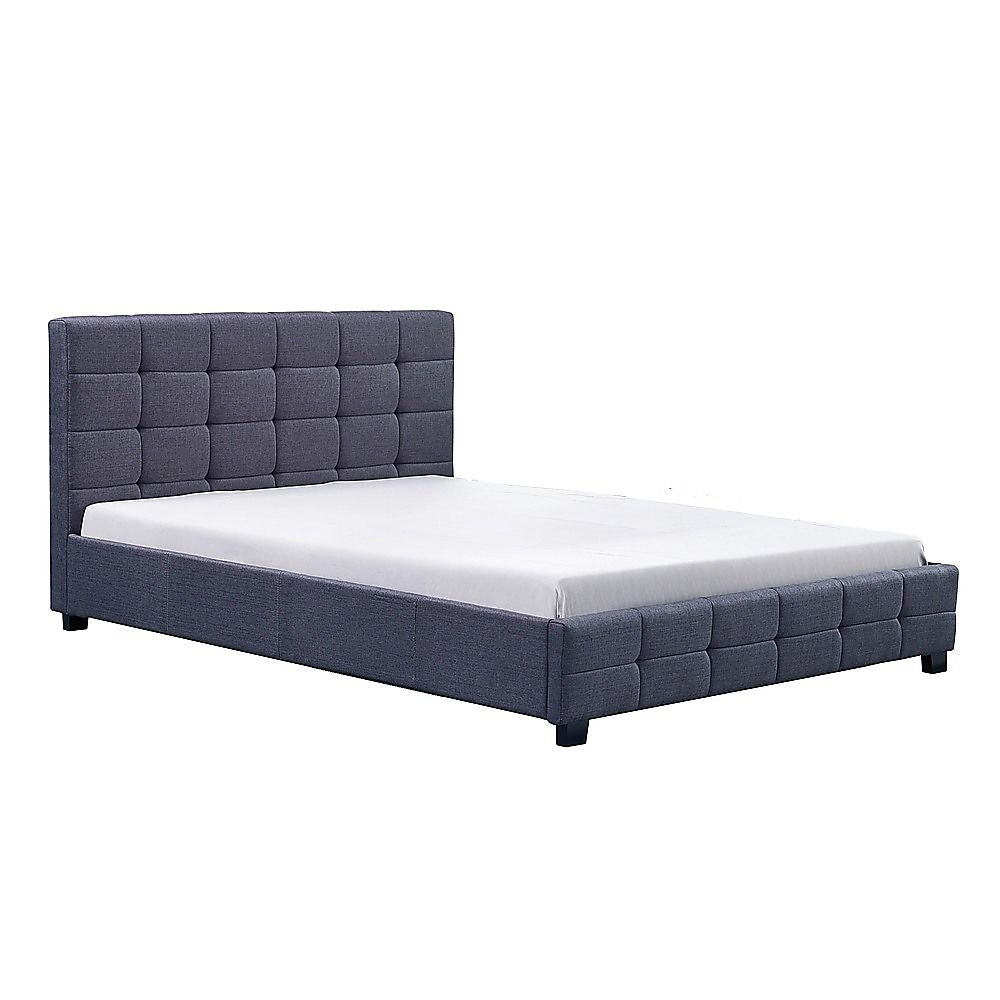 Linen Fabric Queen Deluxe Bed Frame Grey-Furniture > Bedroom-PEROZ Accessories