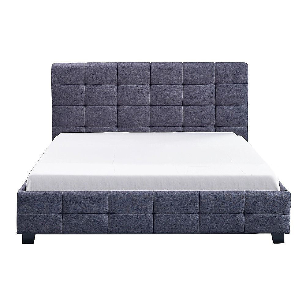 Linen Fabric Queen Deluxe Bed Frame Grey-Furniture > Bedroom-PEROZ Accessories