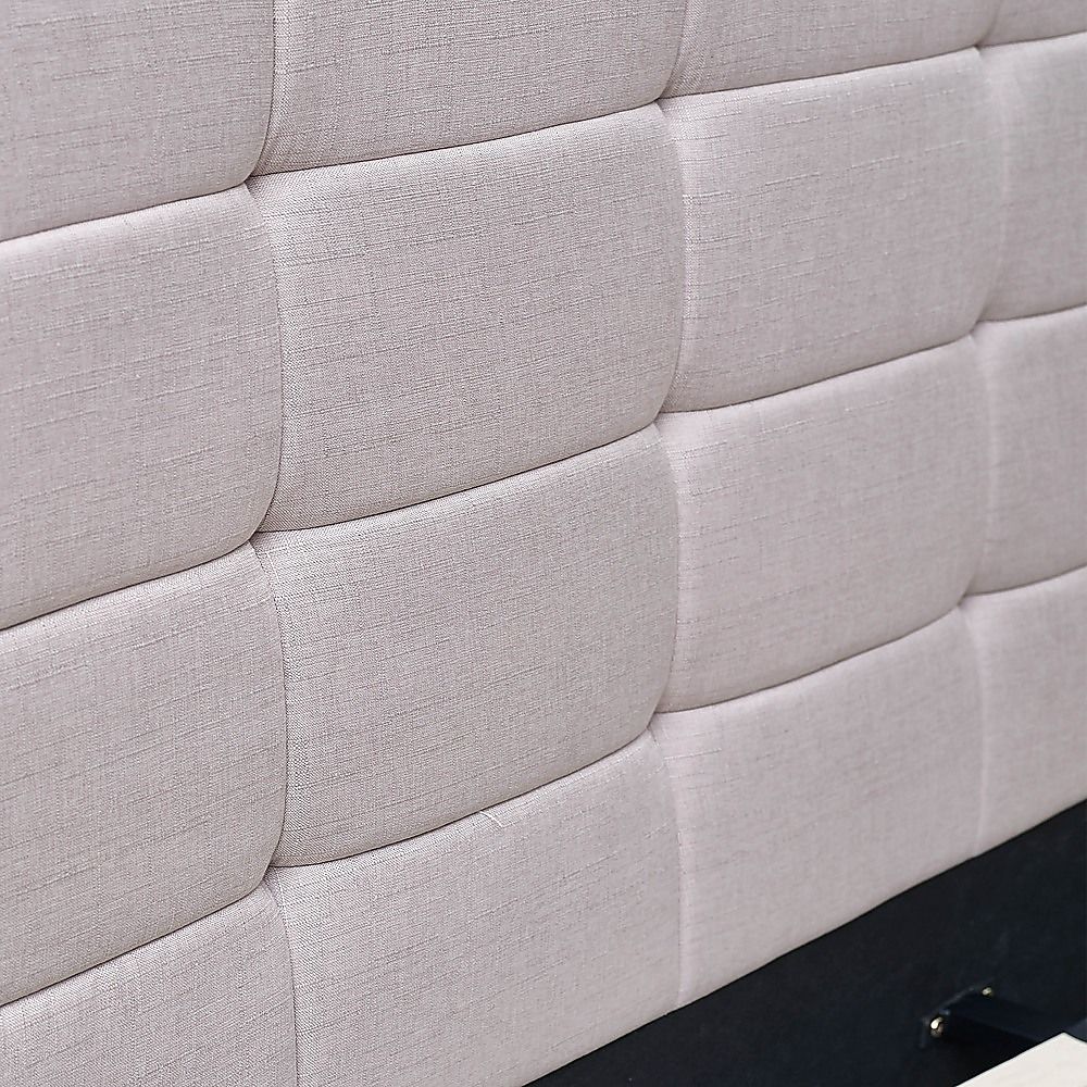 Linen Fabric King Deluxe Bed Frame Beige-Furniture > Bedroom-PEROZ Accessories